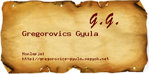 Gregorovics Gyula névjegykártya